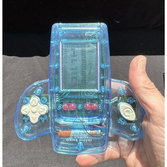 Vintage Pocket Clear Blue Rocket Electronic Handheld LCD Brick Game WORKS!!